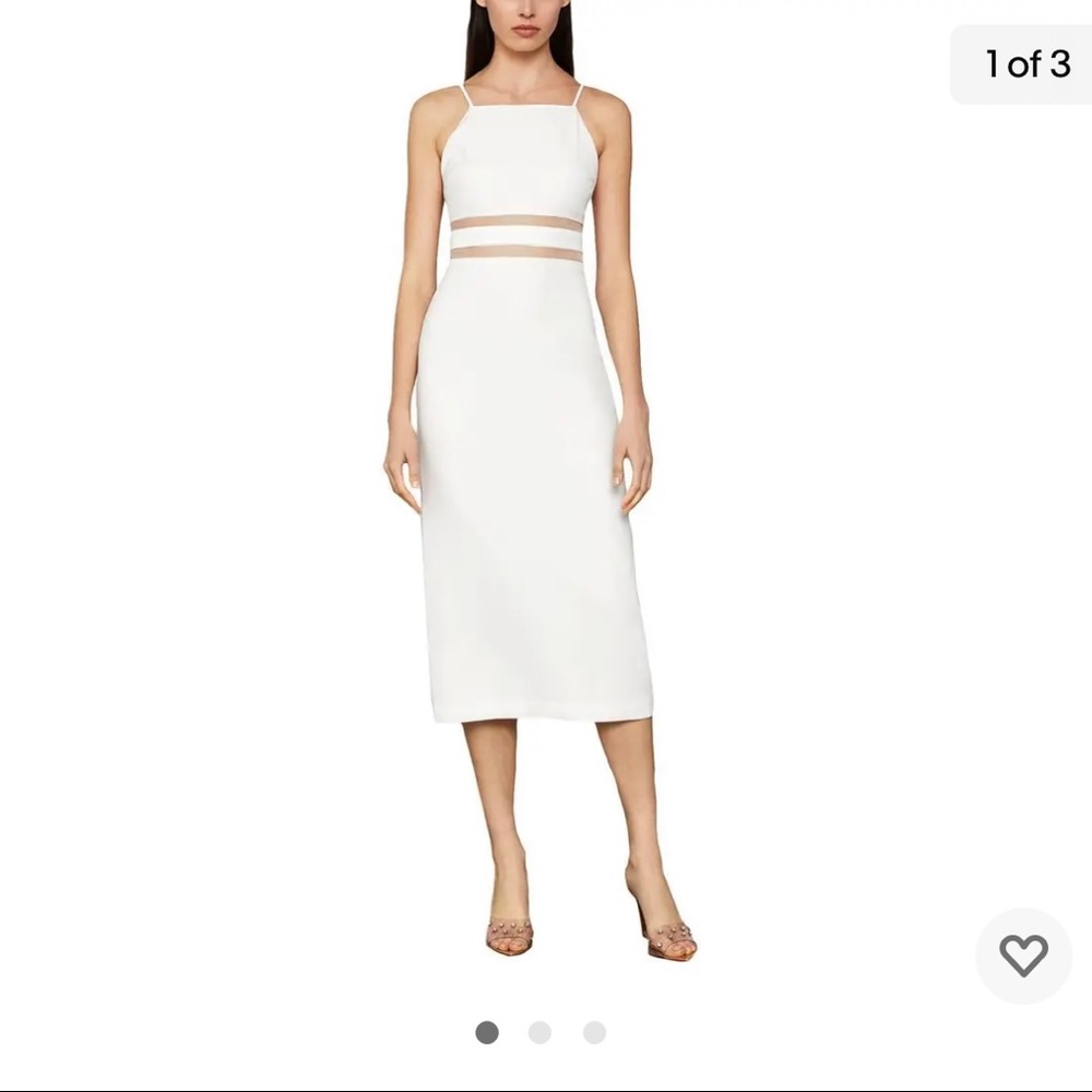 BCBG MAXAZRIA White Mesh Insert Cocktail Dress
